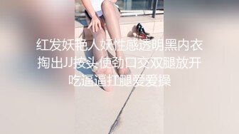 红发妖艳人妖性感透明黑内衣掏出JJ按头使劲口交双腿放开吃逼逼扛腿爱爱操