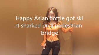 Happy Asian hottie got skirt sharked on a pedestrian bridge