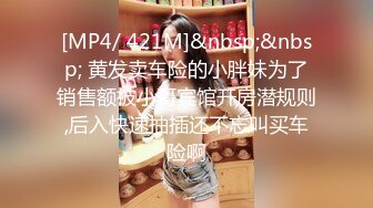 [MP4/ 421M]&nbsp;&nbsp; 黄发卖车险的小胖妹为了销售额被小哥宾馆开房潜规则,后入快速抽插还不忘叫买车险啊