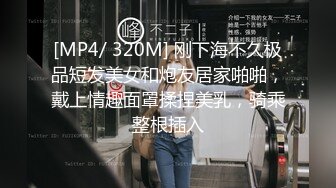 [MP4/ 320M] 刚下海不久极品短发美女和炮友居家啪啪，戴上情趣面罩揉捏美乳，骑乘整根插入