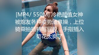 [MP4/ 550M] 冷艳颜值女神被炮友各种姿势随意操，上位骑乘抽插特写屁股，手指插入菊花太爽了